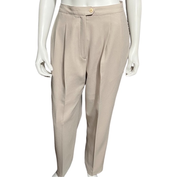 Vintage Pants - #18 Vintage Cream Pleated Trousers Sz-10
